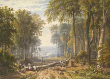 Woodcutters at Park Place, Henley, the River Thames Beyond, ca. 1826. Creator: William Havell