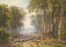 Woodcutters at Park Place, Henley, the River Thames Beyond, ca. 1826. Creator: William Havell