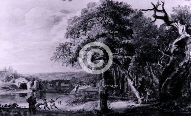 Woodcutters near a river, 1755(?) Artist: Paul Sandby