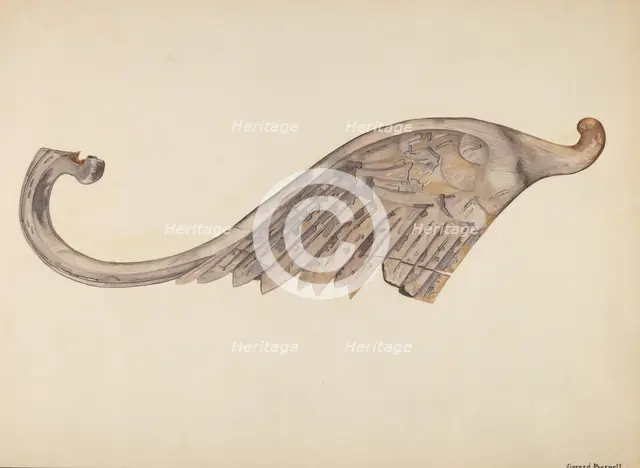 Woodcarving - Wing, c. 1939. Creator: Cleon Barton.