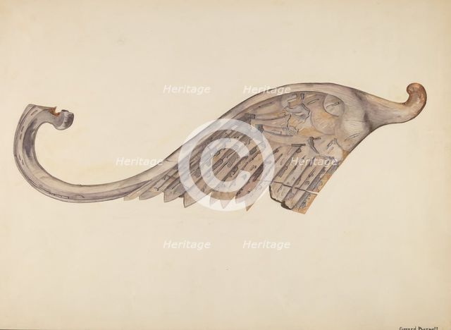 Woodcarving - Wing, c. 1939. Creator: Cleon Barton.