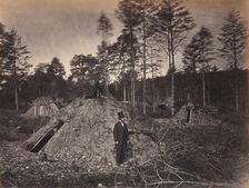 Woodchoppers Huts in a Virginia Forest. On the Orange & Alexandria Railroad. Wood Su..., June 1863. Creator: Andrew Joseph Russell