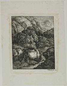 Wooded Mountain Landscape with a Small Waterfall and Pathway, 1805. Creator: Franz Joseph Leopold