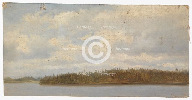 Wooded beach landscape, exercise, 1872. Creator: Oscar Kleineh.