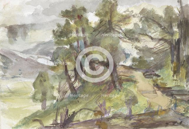 Wooded hilly landscape, 1834-1911. Creator: Jozef Israels.