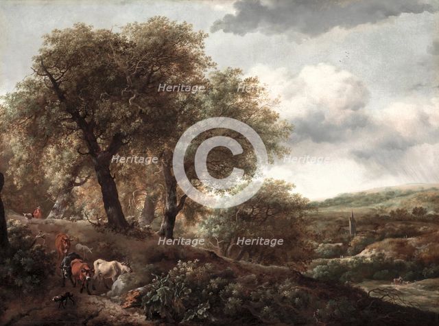 Wooded Hillside with Cattle, c1650 or 1655. Creator: Unknown.