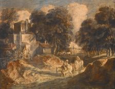 Wooded Landscape with Mounted Peasants, 1772. Creator: Thomas Gainsborough