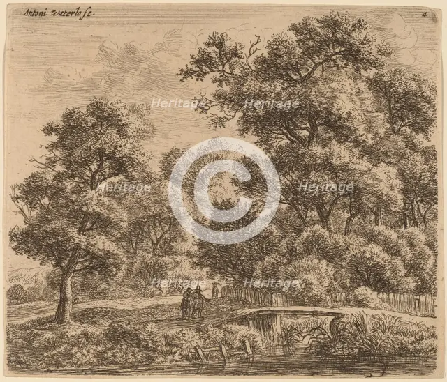 Wooded Landscape with a Bridge. Creator: Anthonie Waterloo.