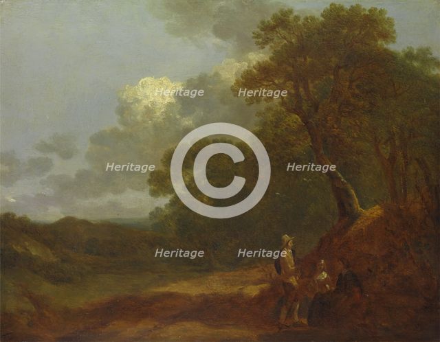 Wooded Landscape with a Man Talking to Two Seated Women, ca. 1745. Creator: Thomas Gainsborough.