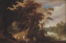 Wooded Landscape with Bathing Nymps, 1633-1636. Creators: Alexander Keirincx, Cornelis van Poelenburch