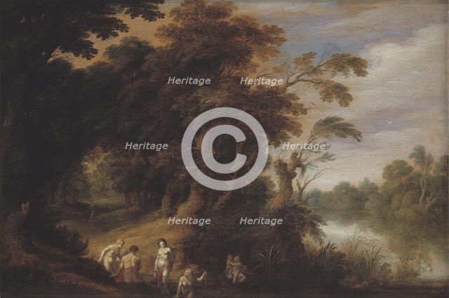 Wooded Landscape with Bathing Nymps, 1633-1636. Creators: Alexander Keirincx, Cornelis van Poelenburch.