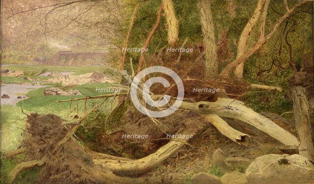 Wooded Landscape with Bridge, ca. 1860-1870. Creator: Unknown.