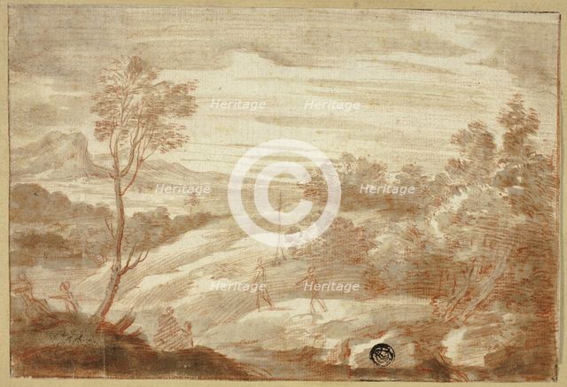 Wooded Landscape with Figures, 17th century. Creator: Unknown.