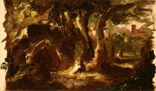 Wooded Landscape with Figures, 1837 or 1838. Creator: Thomas Cole
