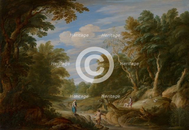 Wooded Landscape with Figures, c1620-1650s. Creators: Alexander Keirincx, Cornelis van Poelenburgh.