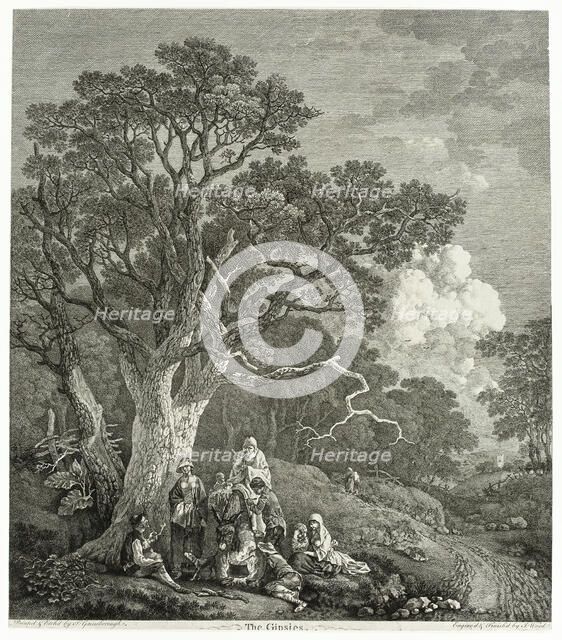 Wooded Landscape with Gypsies Gathered Round a Fire, 1753/54. Creator: Thomas Gainsborough.