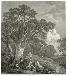 Wooded Landscape with Gypsies Gathered Round a Fire, 1753/54. Creator: Thomas Gainsborough