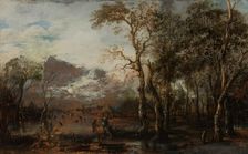 Wooded Landscape with Hunter/Winter Landscape, c.1642-1643. Creator: Aert van der Neer