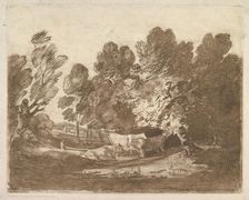 Wooded Landscape with Herdsmen and Cows, August 1, 1797. Creator: Thomas Gainsborough