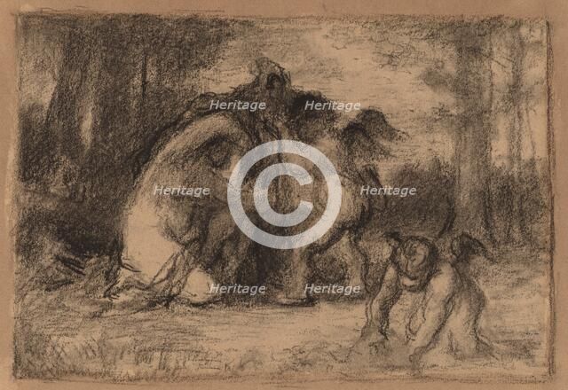 Wooded Landscape with Putti Helping a Woman Undress. Creator: William P. Babcock.