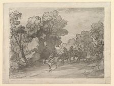 Wooded Landscape with Riders, August 1, 1797. Creator: Thomas Gainsborough