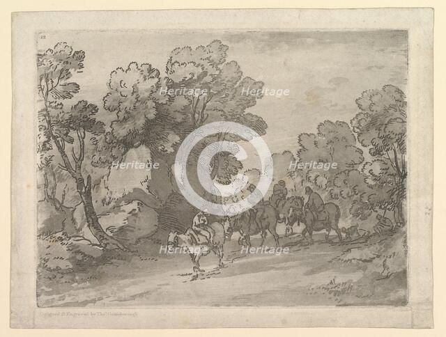 Wooded Landscape with Riders, August 1, 1797. Creator: Thomas Gainsborough.