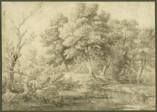 Wooded Landscape with Stream, 1750-59. Creator: Thomas Gainsborough