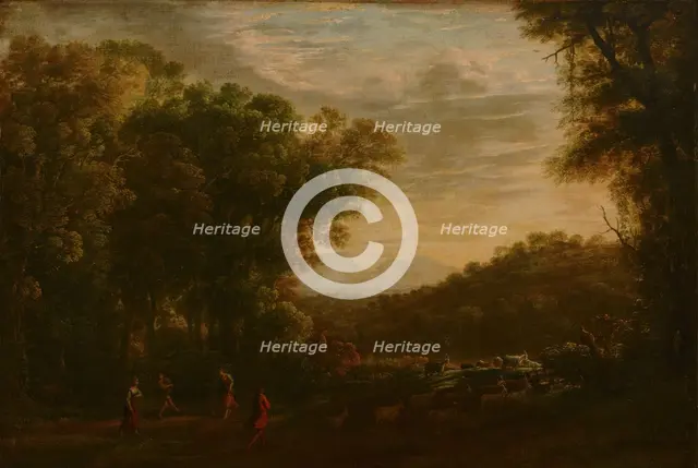 Wooded Landscape with Shepherds, c1620-1655. Creator: Herman van Swanevelt.