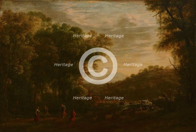 Wooded Landscape with Shepherds, c1620-1655. Creator: Herman van Swanevelt.