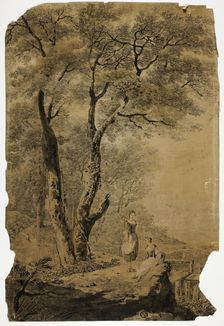 Wooded Landscape with Two Women in Foreground, n.d. Creator: Jean-Baptiste Pillement
