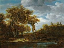 Wooded Landscape with the Castle of Bentheim, 1655. Creators: School of Jacob Isaacksz van Ruisdael, Meindert Hobbema