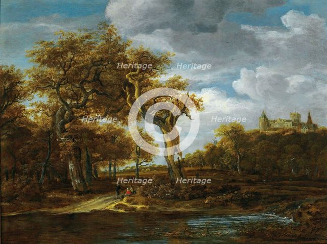 Wooded Landscape with the Castle of Bentheim, 1655. Creators: School of Jacob Isaacksz van Ruisdael, Meindert Hobbema.