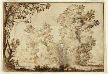 Wooded Landscape with Traveler in Foreground, n.d. Creator: Ercole Bazicaluva