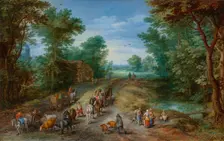 Wooded Landscape with Travelers, 1610. Creator: Jan Brueghel the Elder