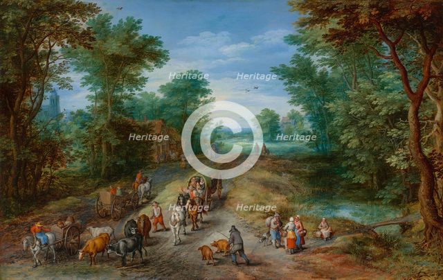 Wooded Landscape with Travelers, 1610. Creator: Jan Brueghel the Elder.