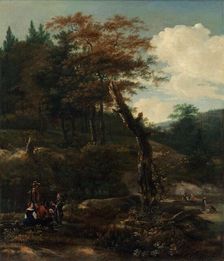 Wooded Landscape with Travelers, late 1640s. Creator: Adam Pynacker