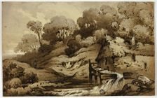 Wooded Landscape with Watermill beside Stream, n.d. Creator: James Robertson