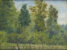 Wooded landscape: a Woman walking with a Dog, c. 1889 - 1897. Creator: Camille Pissarro