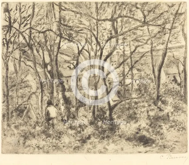 Wooded Landscape at L'Hermitage, Pontoise (Paysage sous bois, a L'Hermitage, Pontoise), 1879. Creator: Camille Pissarro.