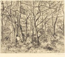 Wooded Landscape at L'Hermitage, Pontoise (Paysage sous bois, a L'Hermitage, Pontoise), 1879. Creator: Camille Pissarro