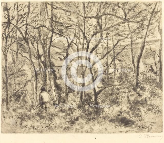 Wooded Landscape at L'Hermitage, Pontoise (Paysage sous bois, a L'Hermitage, Pontoise), 1879. Creator: Camille Pissarro.