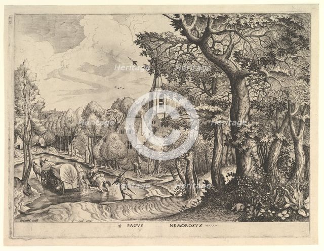 Wooded Region (Pagus Nemorosus) from The Large Landscapes, ca. 1555-56. Creators: Johannes van Doetecum I, Lucas van Doetecum.