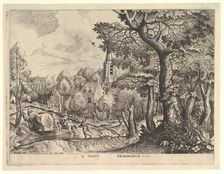 Wooded Region (Pagus Nemorosus) from The Large Landscapes, ca. 1555-56. Creators: Johannes van Doetecum I, Lucas van Doetecum