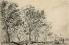 Wooded River Landscape with Three People Fishing, n.d. Creator: Possibly Jacob van Ruisdael Dutch, 1628/29-1682