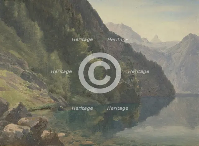 Wooded Shore at the King Lake (Königsee), first half 19th century. Creator: Johann Heinrich Schilbach.