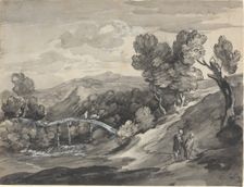 Wooded Upland Landscape with a Bridge, c. 1780. Creator: Thomas Gainsborough
