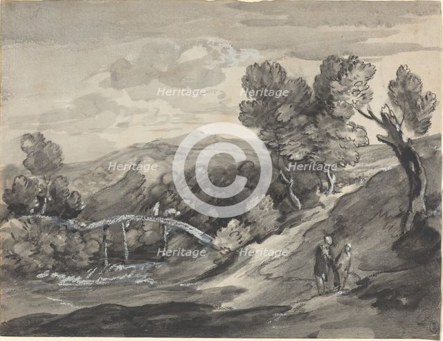 Wooded Upland Landscape with a Bridge, c. 1780. Creator: Thomas Gainsborough.