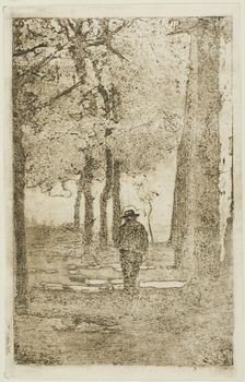 Wooded Walk with Figure, n.d. Creator: Giovanni Fattori