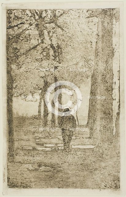 Wooded Walk with Figure, n.d. Creator: Giovanni Fattori.