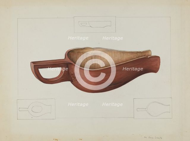 Wooden Meal Scoop, c. 1937. Creator: Gene Luedke.